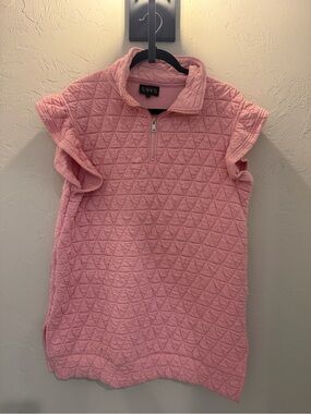 SSYS Pink Quilted Short-Sleeve Half-Zip Pullover
